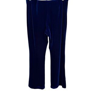 Shasha Collection Vintage Blue Velvet Womens Back Zip Flat Front Wide Leg Pant L